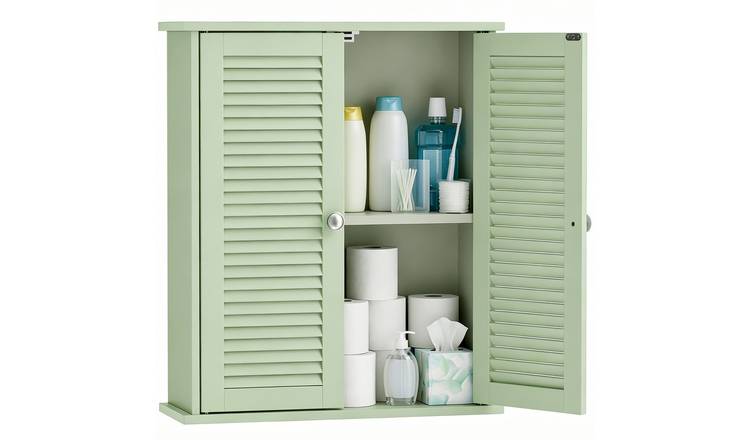 HOMCOM  2 Door Wall Mounted Bathroom Cabinet - Light Green