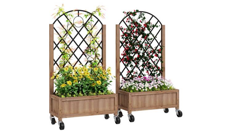 Outsunny 2 Metal Raised Garden Bed - Brown