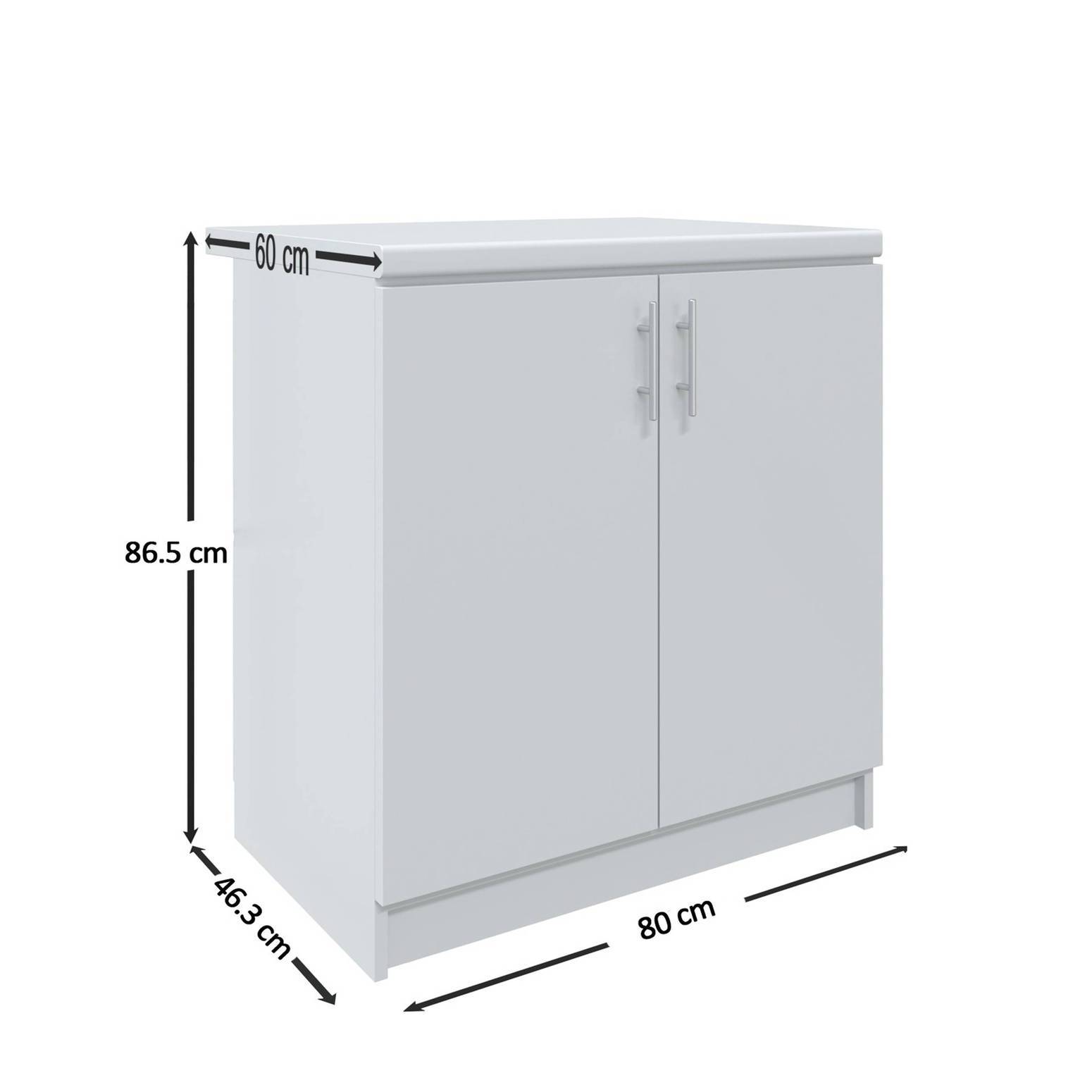 JD Greta 800mm Sink Cabinet with 2 Doors & Worktop - White Gloss - Image 9