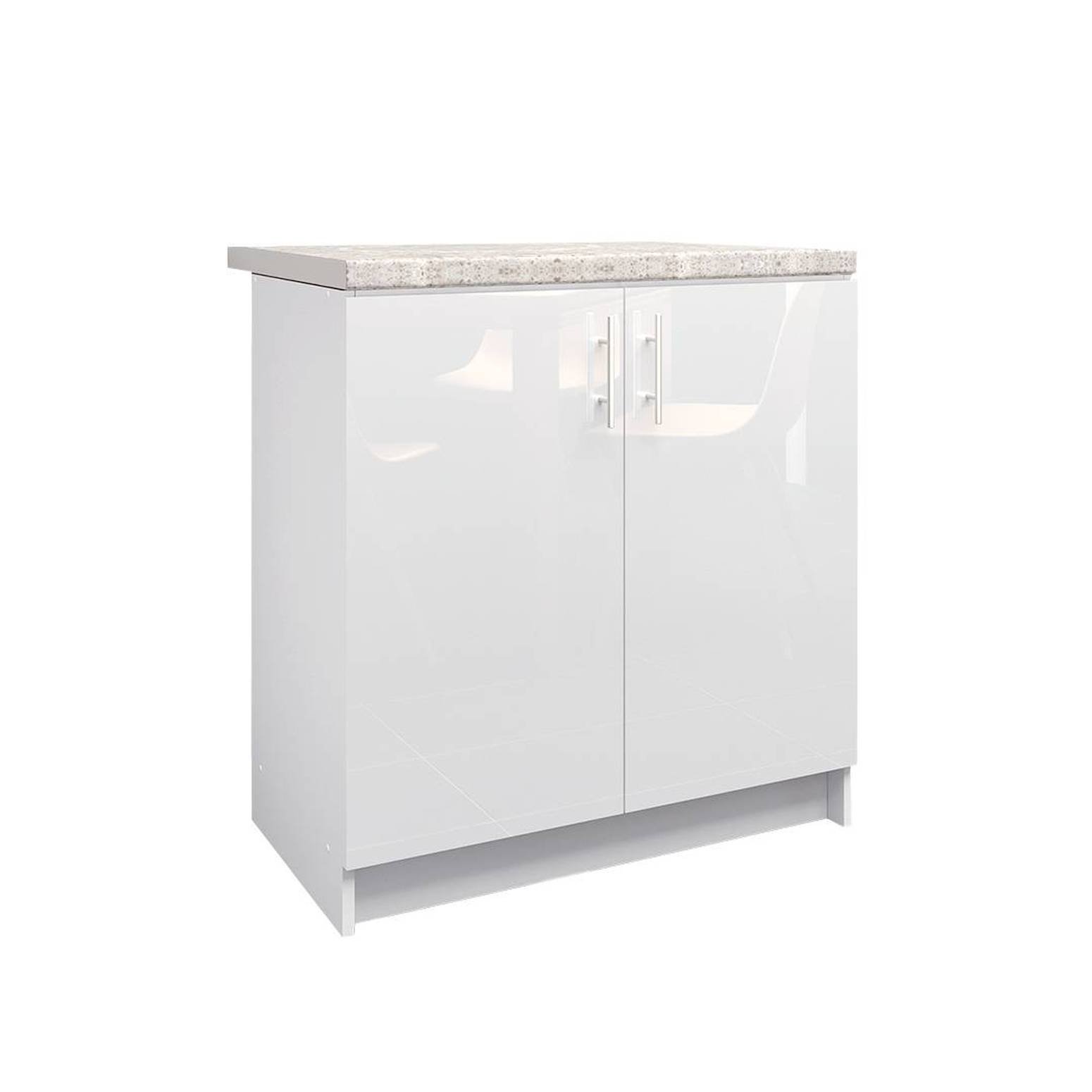 JD Greta 800mm Sink Cabinet with 2 Doors & Worktop - White Gloss - Image 1