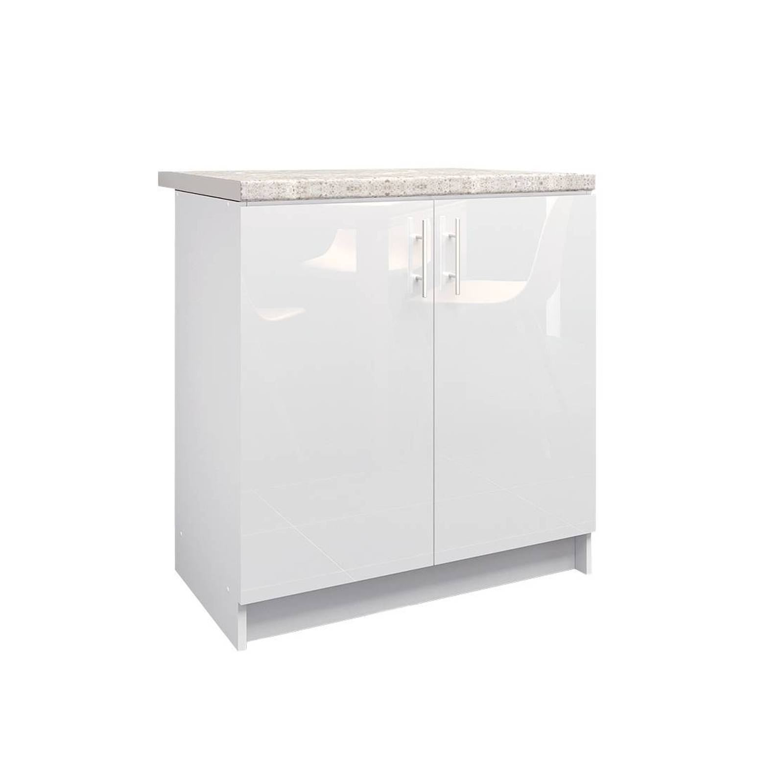 JD Greta 800mm Sink Cabinet with 2 Doors & Worktop - White Gloss - Image 1