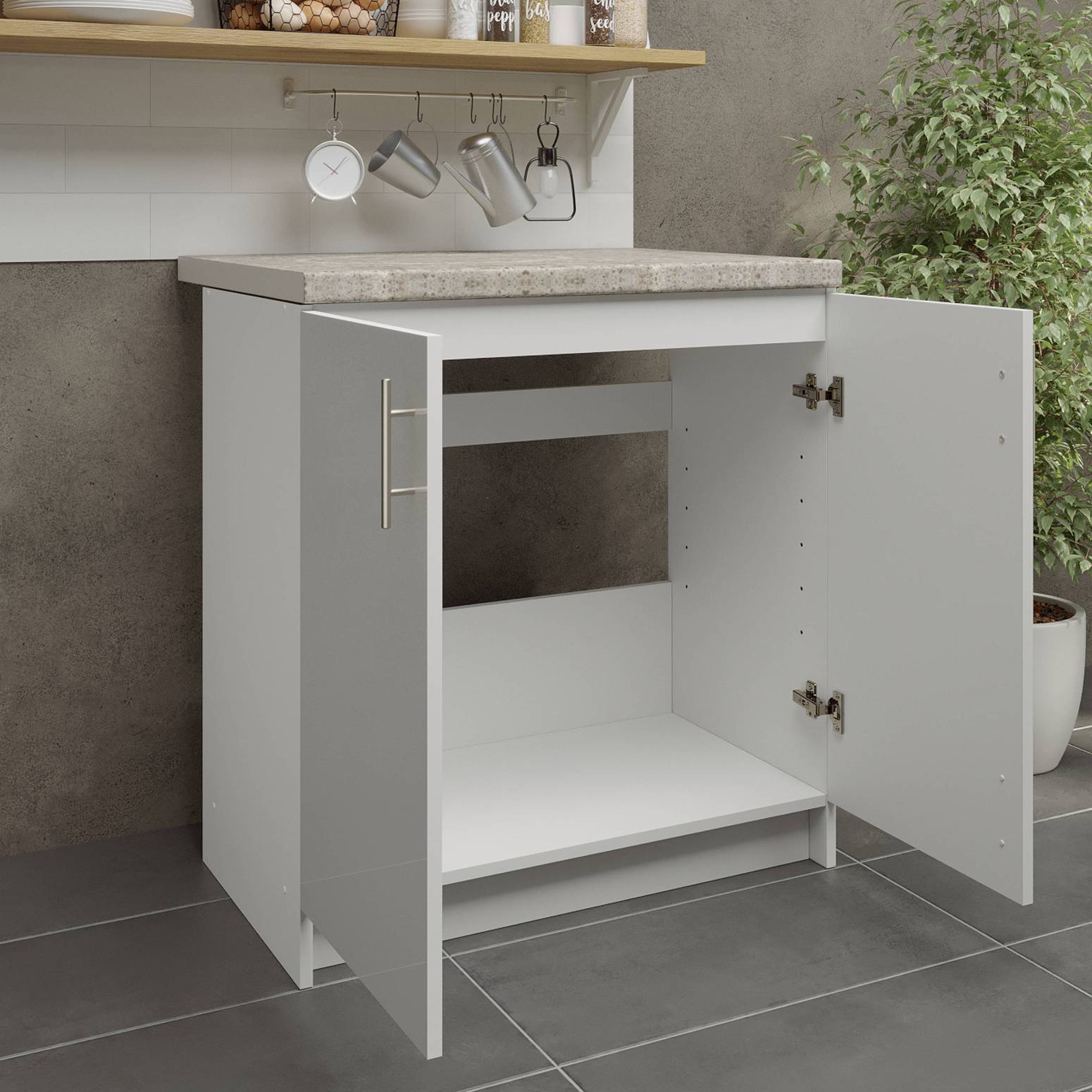 JD Greta 800mm Sink Cabinet with 2 Doors & Worktop - White Gloss - Image 2