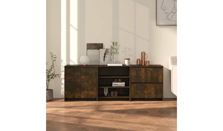 Walplus 3 Piece Engineered Wood 2 Door Sideboard - Dark Oak - 70 x 40 x 75 cm