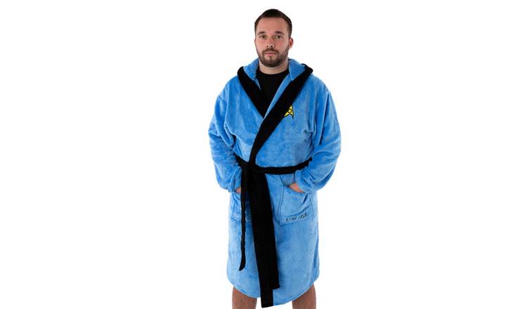 Star Trek Adult Small Mens Hooded Bathrobe - Blue