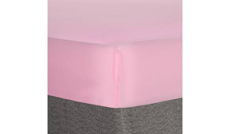 OHS Plain Dyed Microfibre Fitted Bed Sheet Pink - Double