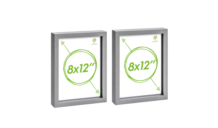 Nicola Spring 3D Box Photo Frames - 8 x 12" - Set of 2 - Grey