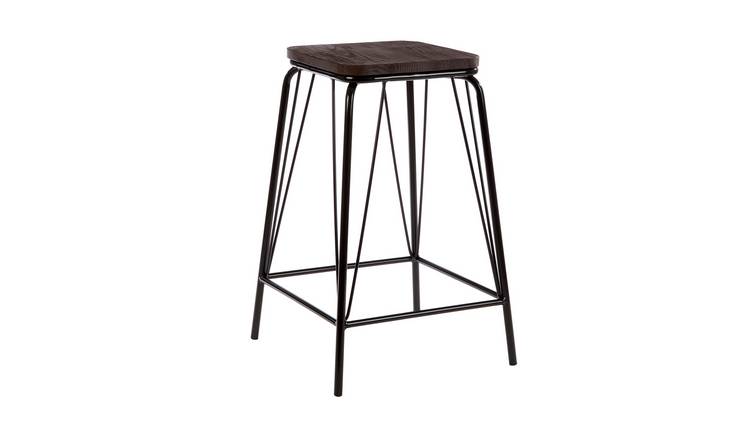 Orsina District Elm Wood Stool – Natural & Black