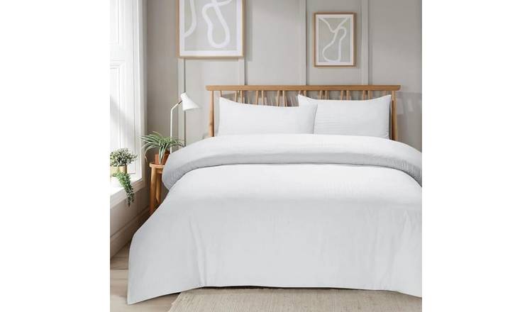 New Edge Blinds Mayfair Stripe White Duvet Set - Double