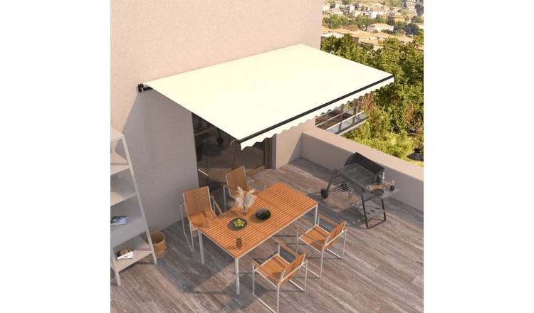 Walplus Manual Polyester Awning - Cream Anthracite Frame - 500x300 cm