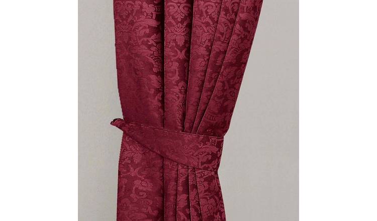 Homescapes Pack of 2 Velvet Jacquard Curtain Tie Backs – Wine Red