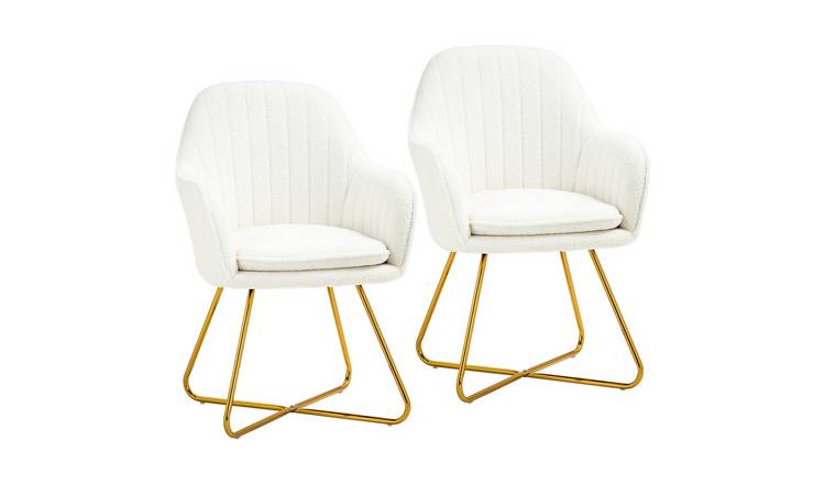 HOMCOM Set of 2 Modern Accent Chair with Metal Legs - Cream