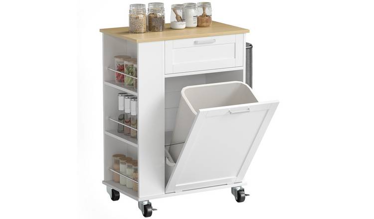HOMCOM Kitchen Storage Trolley with Drawer and Towel Rail - White