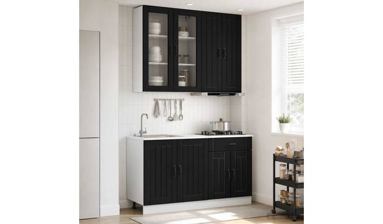 Walplus 4 Piece Engineered Wood Kitchen Unit Set - Black