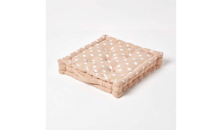 Homescapes Cotton Stars Floor Cushion – 40 x 40 cm – Beige