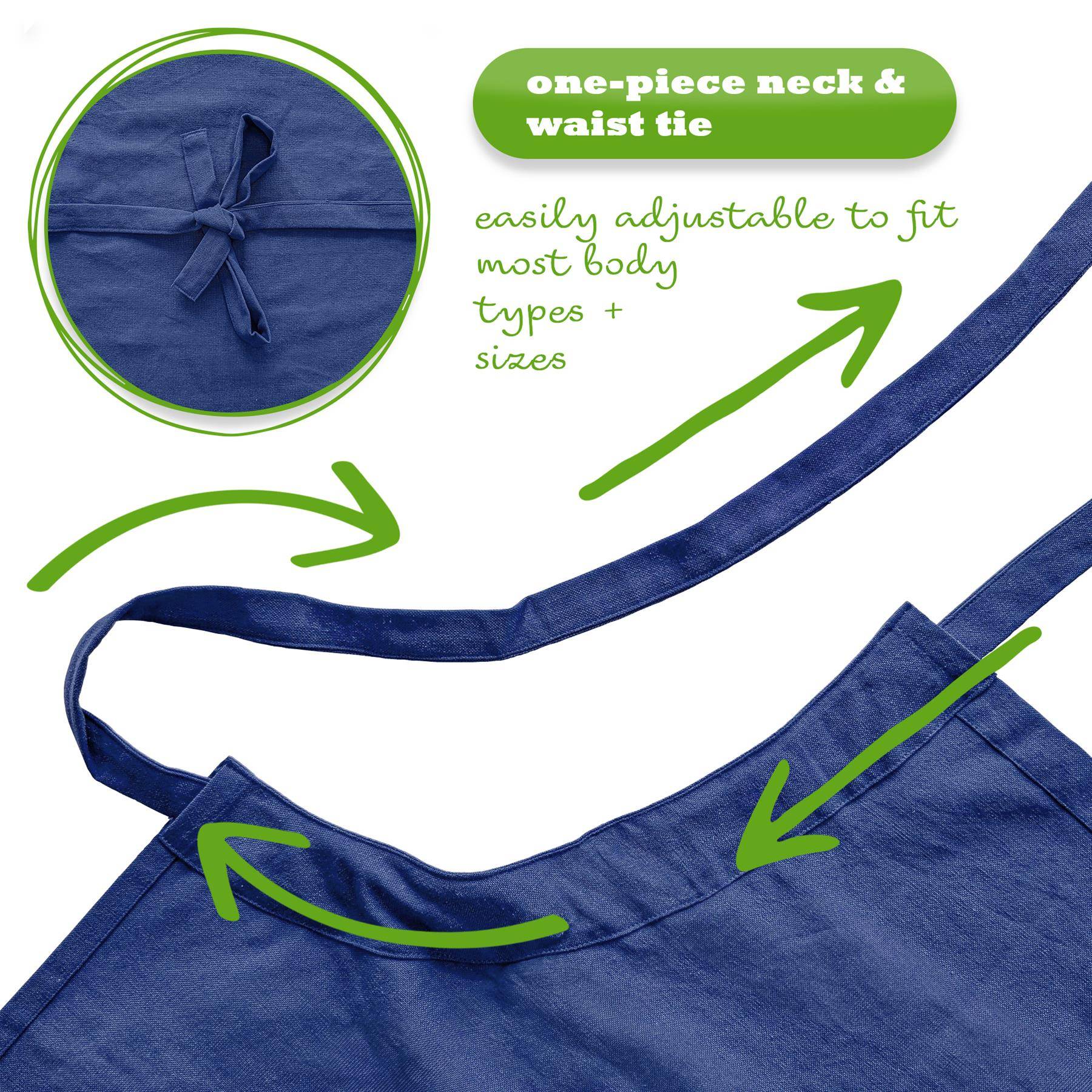 Nicola Spring Cotton Kitchen Bib Aprons Pack of 2 - Navy - Image 3