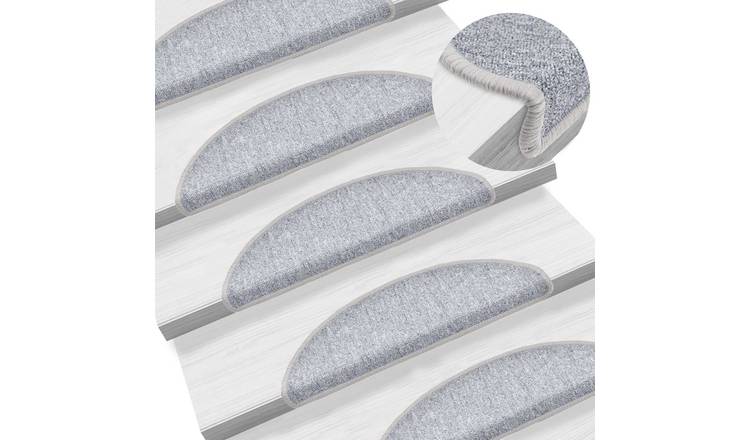 Walplus Pack of 10 Half Round Polypropylene Stair Mats - Light Grey - 56 x 17 cm