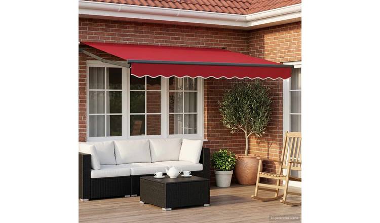 Walplus Electric Aluminium Awning - Red and Anthracite - 300 x 250 cm