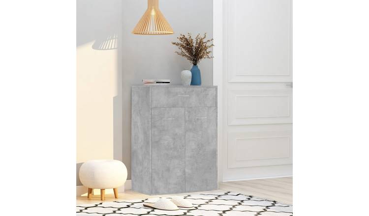 Walplus Engineered Wood Shoe Cabinet - Concrete Grey - 60 x 35 x 84 cm