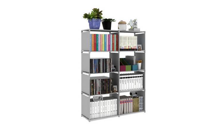 Living and Home Open Style 8 Compartment Bookcase - Silver Grey