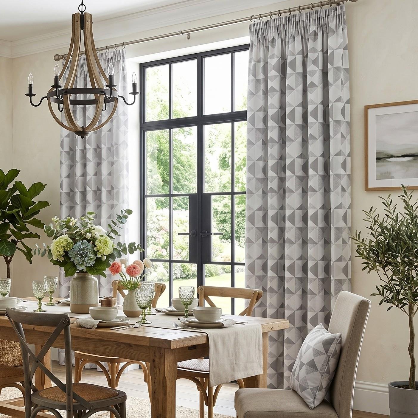Luxury Living Nordic Lined Pencil Pleat Curtains 117cm x 137cm - Grey - Image 4