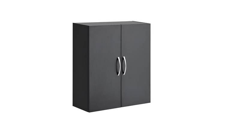 SoBuy 2 Door 1 Adjustable Shelf Bathroom Storage Wall Cabinet - Black