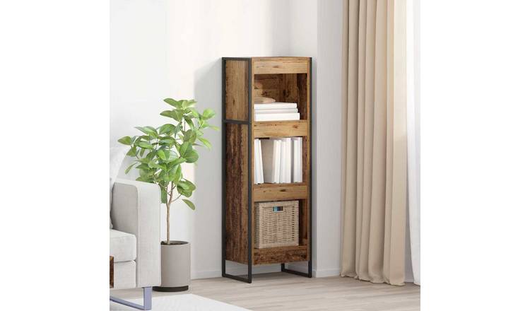 Walplus Engineered Wood Book Cabinet - Dark Wood - 40 x 30 x 121 cm