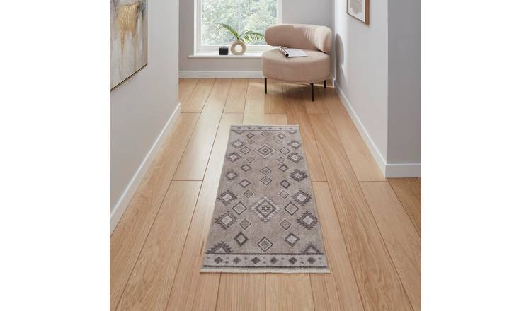 Mega Flooring Beige Modern Geometric Rug - 60 x 170cm