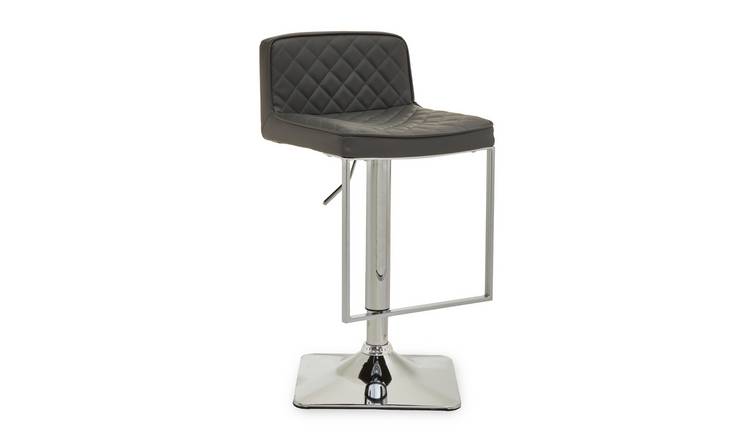 Orsina Baina Faux Leather Adjustable Swivel Bar Stool – Dark Grey & Chrome