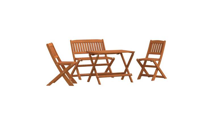 Walplus Eucalyptus Wood Folding Dining Set - Natural Wood - 60 x 40 x 45 cm