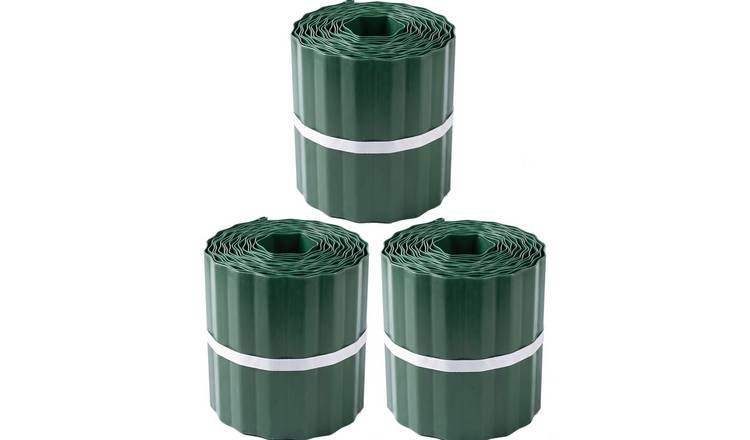 Primrose Green Coated Steel Corrugated Metal Lawn Edging Roll - 15m
