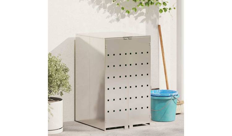 Walplus 240 L Stainless Steel Wheelie Bin Store - Silver - 68 x 77.5 x 115.5 cm