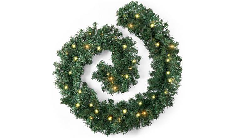 My Christmas Pre-Lit Artificial Christmas Garland 2.7m - Green