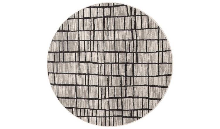 Ted Baker Black and White Indoor Outdoor Crouch Round Abstract Round Rug - 160cm
