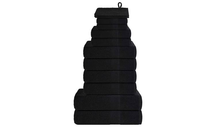 Walplus FROGN Pack of 12 Cotton Towel Set FROGN 360 Gsm - Black