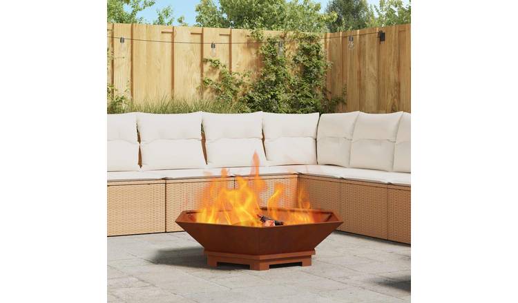 Walplus Steel Fire Pit Weathering - Brown - 100 x 100 x 28 cm