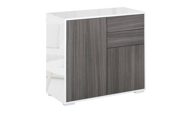 HOMCOM Storage Sideboard with 2 Doors and Gloss Frame - Grey