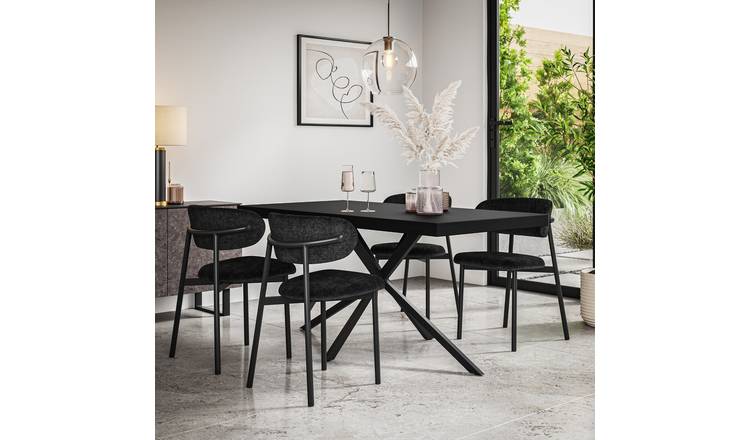 Furniture Online Donni Black Dining Table & 6 Myla Black Chairs
