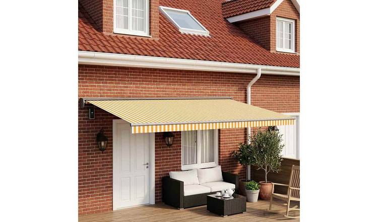 Walplus Polyester Awning Replacement Fabric - Yellow and White - 500 x 300 cm