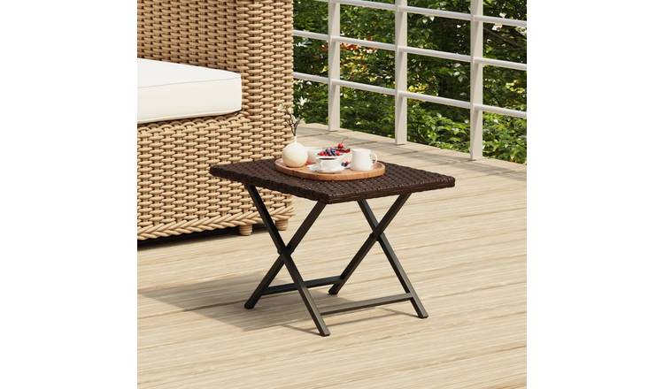 Walplus Poly Rattan Folding Table - Brown - 45 x 35 x 32 cm