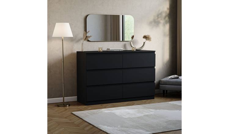 Vida Designs Denver 6 Drawer Chest - Black