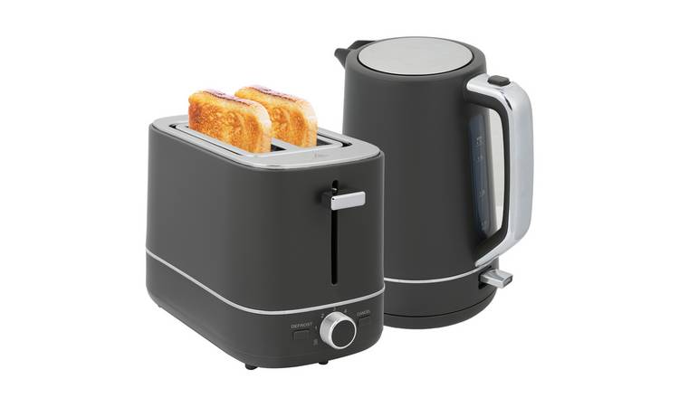 HOMCOM Kettle and 2 Slice Toaster Set with 6 Browning Controls - Grey