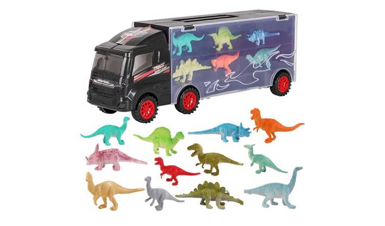 deAO Dinosaur Transporter Truck Playset with Dino Figures - Black