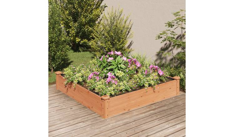 Walplus Firwood Raised Garden Bed - Brown - 120 x 120 x 25 cm