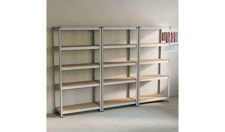 Home Vida 5 Tier 3 Bay Garage Shelf - Galvanised