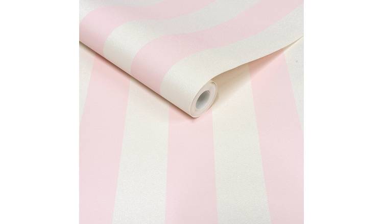 Grandeco Candy Stripe Nursery Textured Wallpaper  - Pink