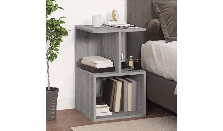 Walplus Engineered Wood Bedside Cabinet - Grey and Oak - 35 x 35 x 55 cm