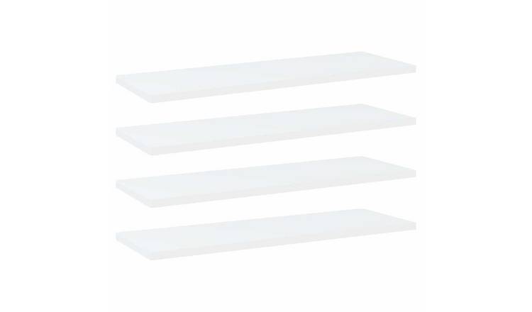 Walplus Pack of 4 Engineered Wood Bookshelf - White - 60 x 20 x 1.5 cm