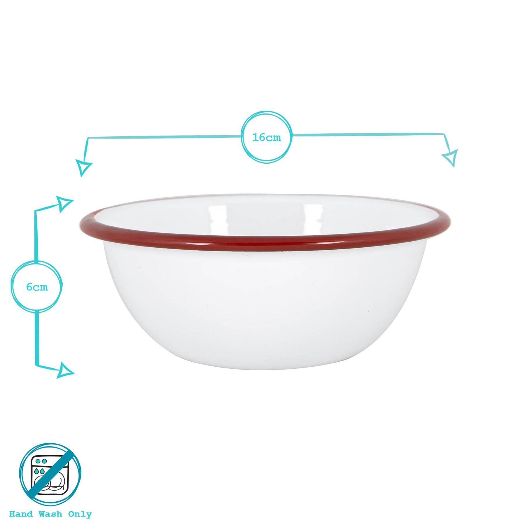 Argon Tableware White Enamel Bowls Pack of 6 - Red - Image 3
