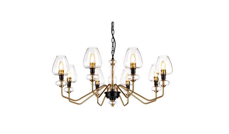 Elstead Armand 8 Arm Chandelier - Aged Brass Plated And Charcoal Black Paint