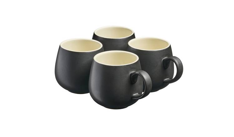 Cooks Professional 4 Piece Colourful Round Mug Set 350ml - Black